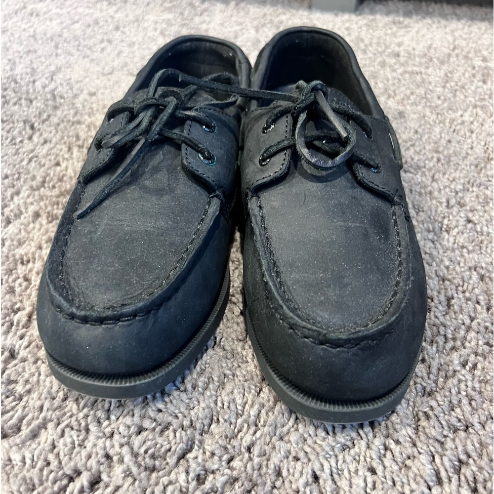 Black Leather kids sperrys